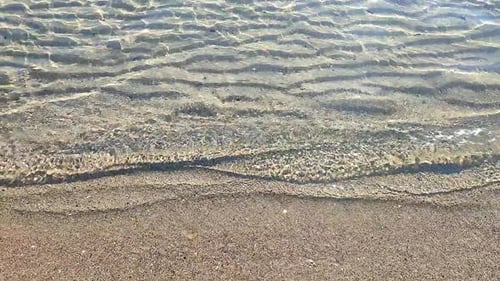 Beautiful Small Sea Waves Clean Transparent Water on Sandy Beach of Sea Shore
