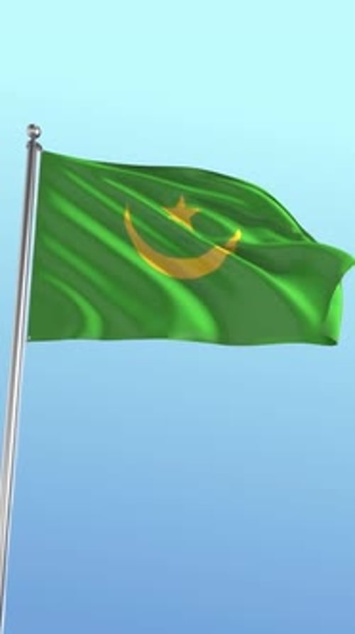 Mauritania Flag Waving Seamlessly Against Blue Sky