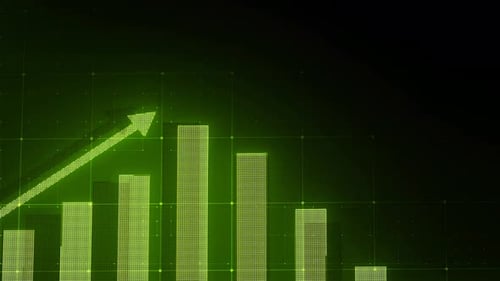 Glowing Green Business Chart Bar Animation