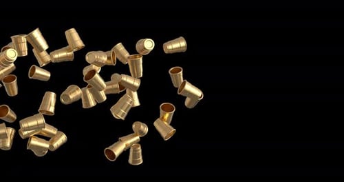 3D Animation of Golden Plastic Cups Flying Across the Frame