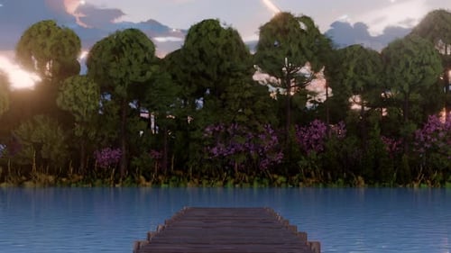 Anime Forest Lake Seamless Loop Background with Handheld Effect