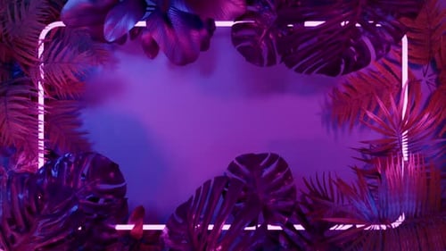 Neon Seamless VJ Loop mit abstraktem tropischen Rahmen