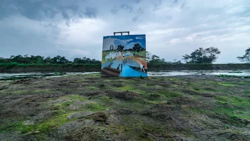 Time lapse of Outdoor art with beautiful background. Assam, India
