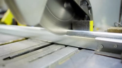 Industrial Metal Cutting Process Skilled Engineer Saw to Shape Steel Structures