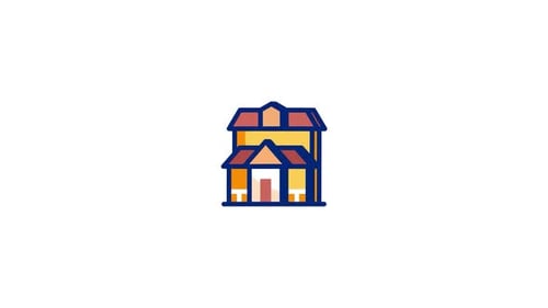 Animated Flat Design House Icon Reveal