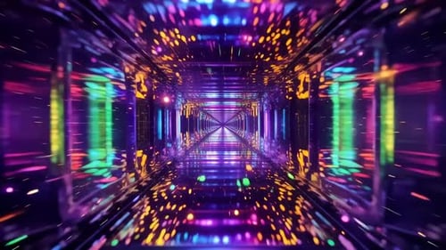 Abstrakte futuristische Neon-Tunnelanimation VJ Loop Digital Te