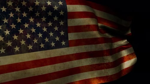 Fluttering Flag of the USA with Textured Fabric on the Alpha Channel