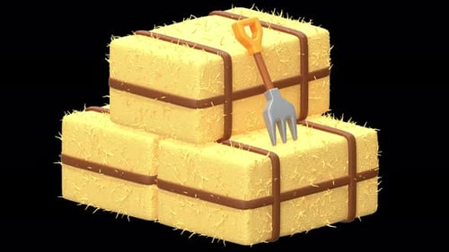 hay stack 3D Animation, Alpha Channel, Transparent Background