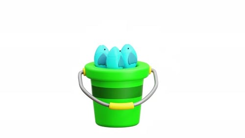 3d Animation Fishing Bucket Fish Lure Tackle Equipment