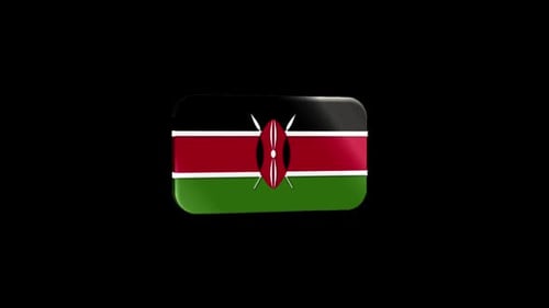 Animated 3D Glossy Kenyan Flag Icon