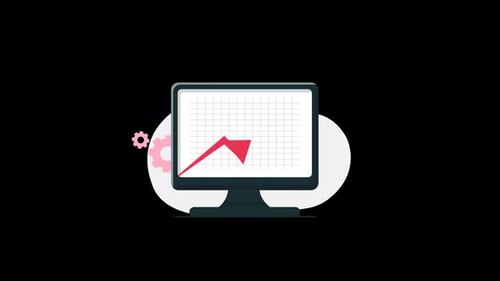 4k Computer with Growth Arrow Animation Video - Transparent