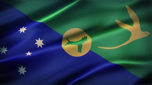 Realistic Waving Christmas Island Flag Animation Loop
