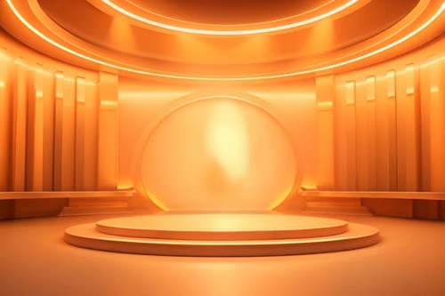 podium Futuristic showcase with platform for product displaying. Empty modern stage display