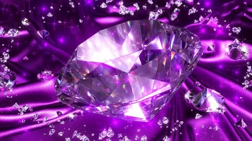 Luxury Diamond and Glitter Falling on Purple Silk