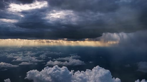 aerial view of Dark stormy clouds forming before the rain
