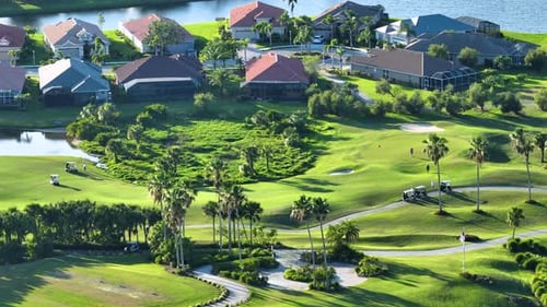 Professional Golf Players Practicing on Golf Course in Sunny Florida Outdoor Activities of Rich