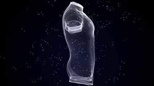Rotating Digital Human Torso Wireframe Particle Animation