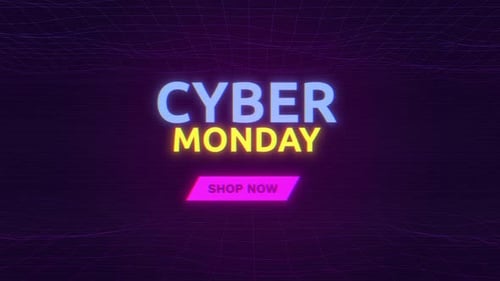 Looped animated CYBER MONDAY text over motion 3d tunnel background HD