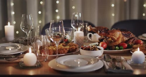 Thanksgiving Roasted Turkey Festive Table Slider Shot