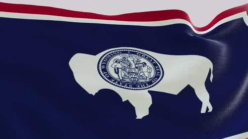 Realistic Wyoming State Flag Waving in the Wind