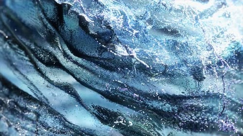 Glittering Particles Swirling and Merging Into Fluid Wavy Patterns Generating Dynamic Luminous