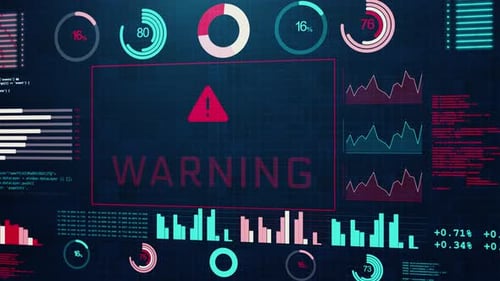 Animated Futuristic Digital HUD Warning Interface