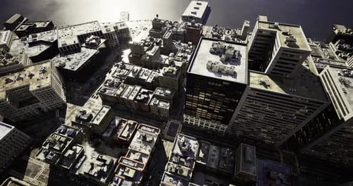 Daytime City Skyline From Above Highlighting Urban Architecture