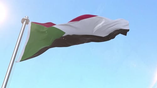 Waving Flag of Sudan in Realistic Wind Animation