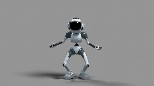 ein stilisierter Roboter macht eine unbekannte „KU“ -Geste oder ein Grußzeichen