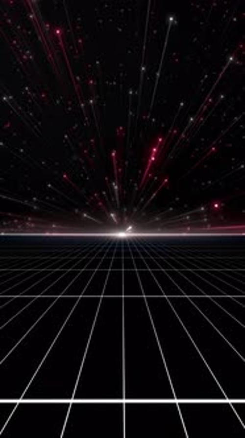 Futuristic Grid with Energetic Particle Rays Vertical Background