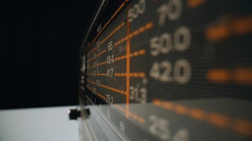 Vintage Radio Frequency Dial Close Up