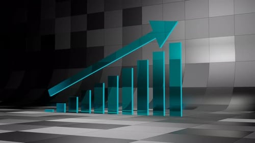 Animated 3D Bar Graph Showing Business Growth