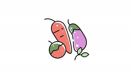 Animated Vegetables Food Icon Reveal in Flat Design Style