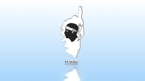 Animated 3D Map of Corsica Revealing National Flag