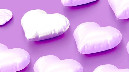 Soft Animated Puffy Hearts Seamless Loop