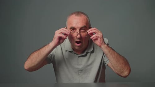 Man with Glasses Expression of Shock