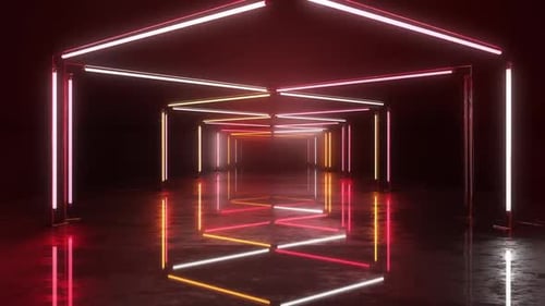Glowing Cyber Tunnel Abstract Background Loop