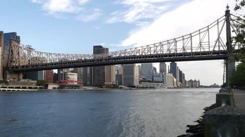 New York City Waterfront Skyline Manhattan Midtown Cityscape Queensboro Bridge Roosevelt Island