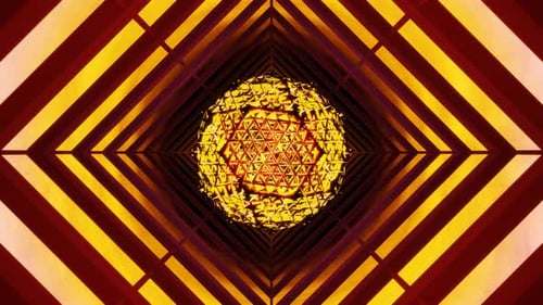 Golden pulsating bundle of energy in the yellow tunnel vj loop