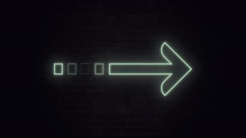 Neon Glowing Arrow with Loading Squares Animation