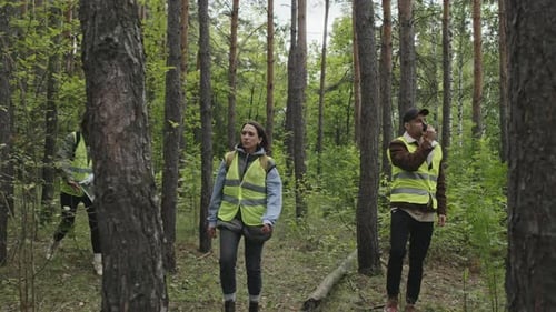 Team Navigates Forest with Map and Radios