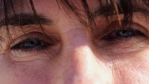 Macro Footage of Person's Eyes and Skin