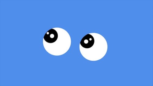 Flat Design Cartoon Eyes Looking Around Animation