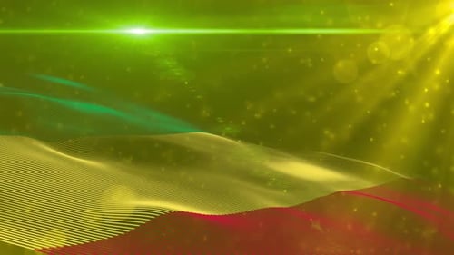 Dynamic Waving Lines Abstract Background Loop with Green Yellow Red