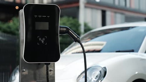 Progressive Innovation Urban Electric Onstreet Charging Station with EV Car
