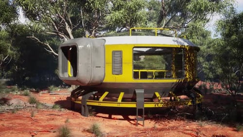 Futuristic Capsule House in Natural Desert Environment