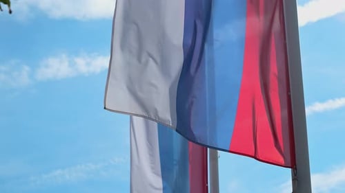 Flags Waving in the Breeze on a Sunny Day