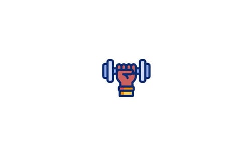 Modern Hand Lifting Dumbbell Icon Animation