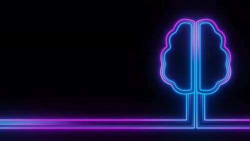 Animated Neon Brain Line Art Loop