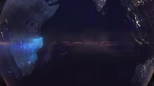 Pixel Art Earth Night Space Rotate and Zoom Shining Country Mozambique